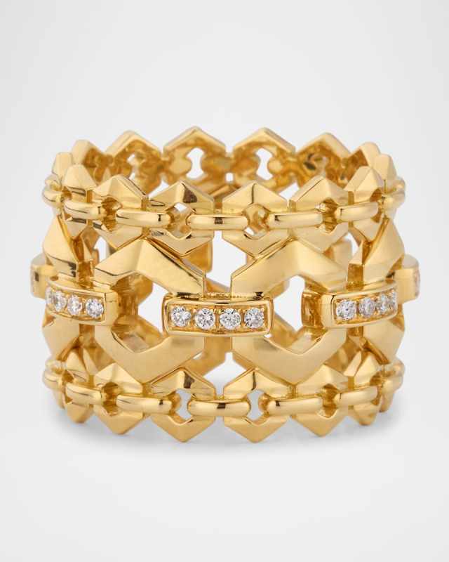 18K Yellow Gold Diamond Warrior Ring